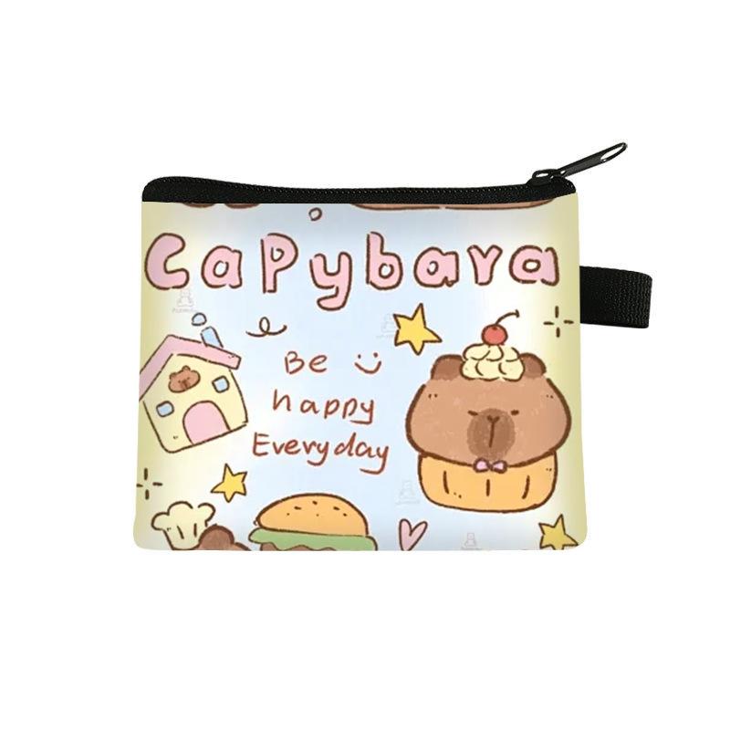 2024 Capibala coin purse, children's student printed polyester card bag, simple and fashionable headphone bag, storage bag 8