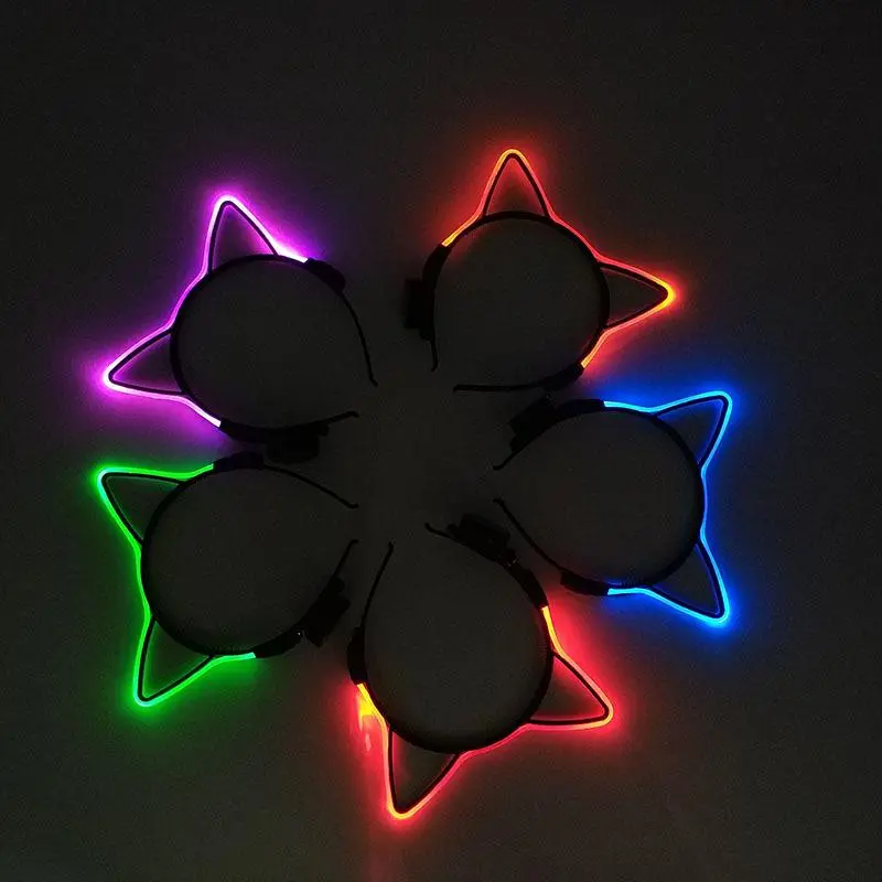 LED Light Up Cat Ear Headband, 1 Count Cute LED Headband, Party Decoration Supplies for Festival, Party, Concert, Photobooth Props 0