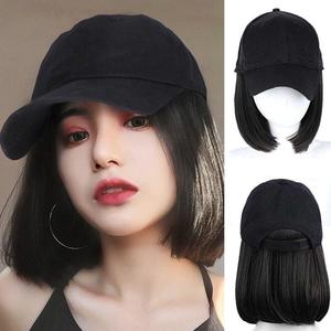 Baseball Cap Wig with Short Straight Hair Hat Wigs Full Head Hairstyle Adjustable Hat Wigs