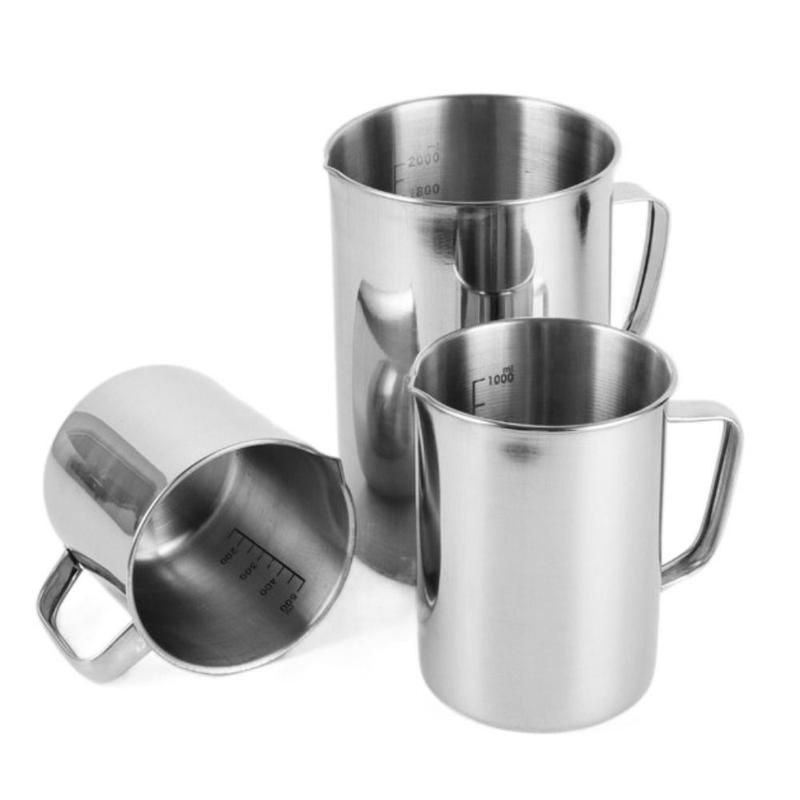 New Stainless Steel Laboratory Beaker 500ml 1000ml Measuring Cups Graduated Espresso Mugs Kitchen Tool 4
