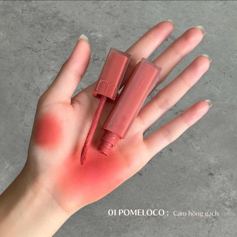  Son Romand Blur 01 Pomeloco Kem Lì Vỏ Vuông Blur Fudge Tint Màu Cam San Hô 5g 