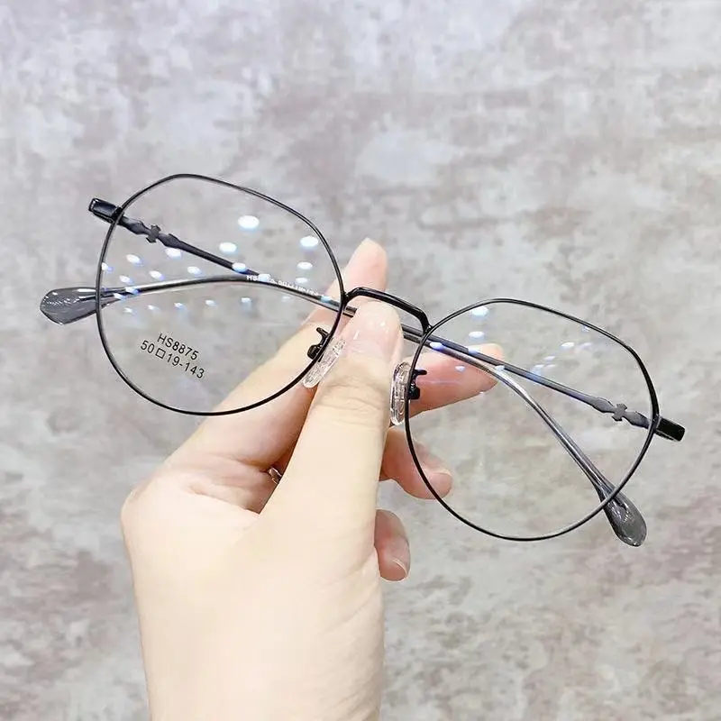 Gọng kính cận nữ thời trang tròn góc cạnh dành cho mặt vừa và to chất liệu kim loại M6 cắt độ cận free - Women Mắt Kính 6