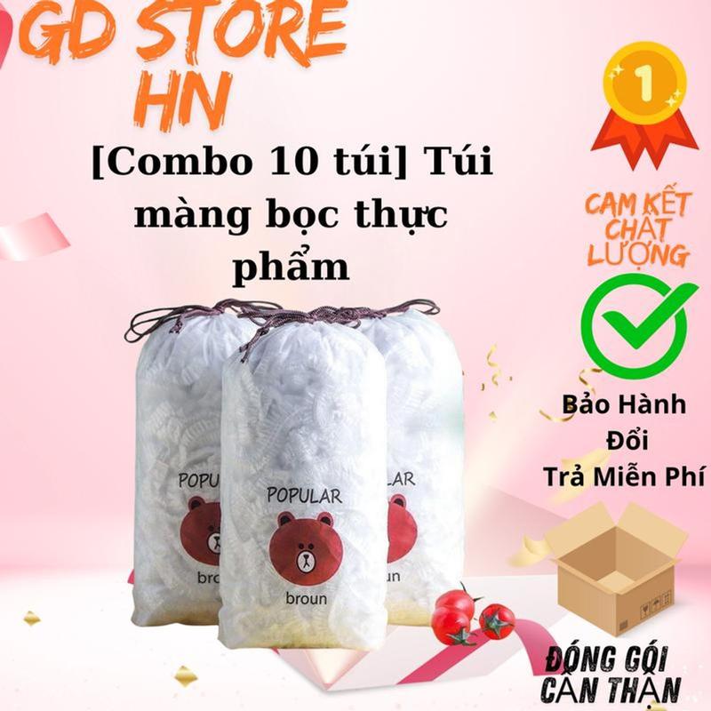 [Combo 10 túi] Túi màng bọc thực phẩm co giãn siêu dai có chun kèm túi gấu - Mũ chùm đầu dùng 1 tiện lợi