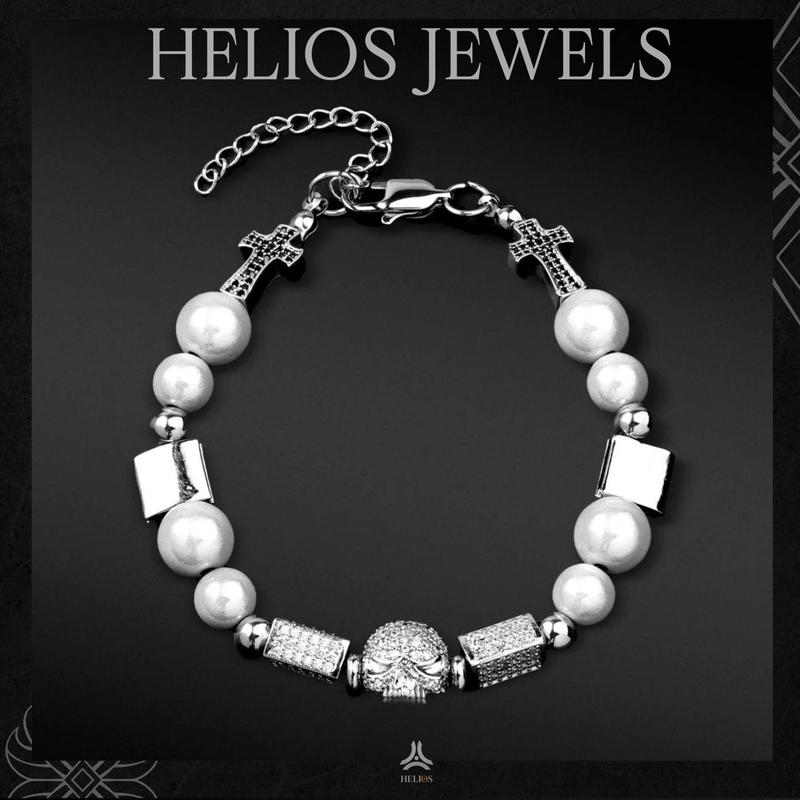 Vòng tay kim loại Helios Skull Bling
