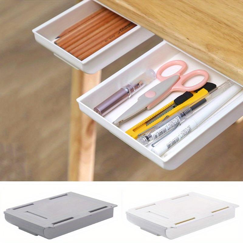 Product Introduction of Under Desk Drawer Organizer, 1 Piece Self Stick Pencil Tray, Desk Table Storage Drawer Organizer, Desk Organizer for Home Office 3