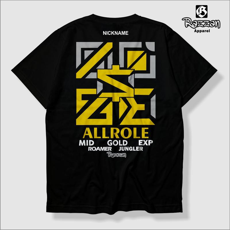 RAZZAN KAOS ROLE MOBILE LEGENDS ALLROLE GOLD LANE EXP LANE MID LANE JUNGLER ROAMER PREMIUM QUALITY BAJU GAMING ML ROLE 3