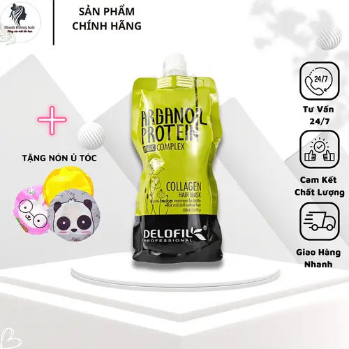 Kem hấp ủ Collagen DELOFIL mềm mượt tóc không chứa silicon 500ml - [THANH HƯƠNG HAIR]  Dưỡng Tóc 