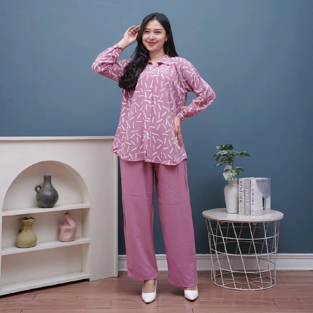 SETELAN ONE SET CAP RAYON SUPER PREMIUM TERBARU TERLARIS VIRAL MOTIF STRIPE
