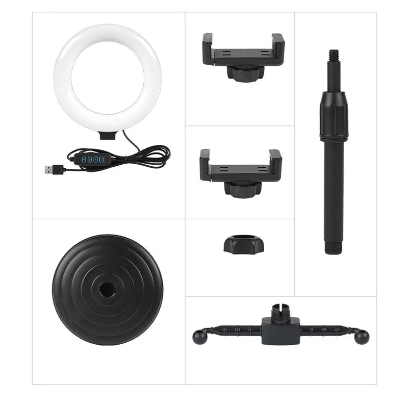 Ring light 16cm+Tripod +2 Holder HP Ring light Tripod Mini Stand HP Live stream Selfie Make Up Vlog Lampu 7