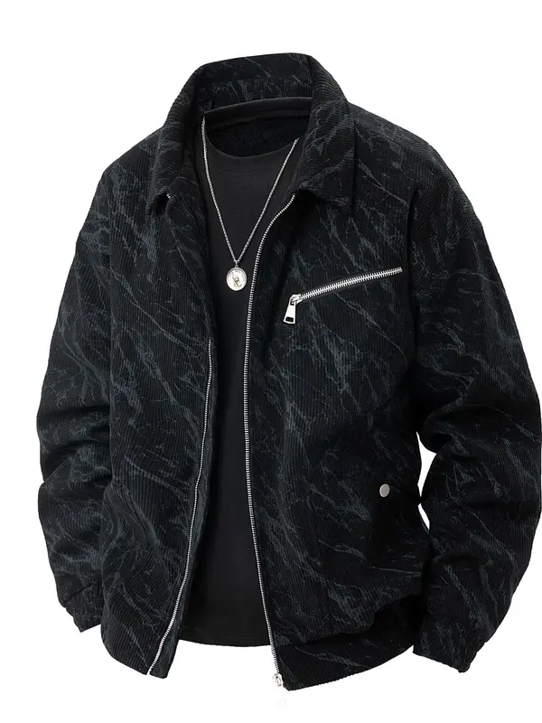 Men's Regular Fit Graphic Print Zip Up Jacket, Casual Comfy Long Sleeve Baseball Collar Outerwear for Daily Wear, Men's Clothing for All Seasons, Longsleeves Coats 6