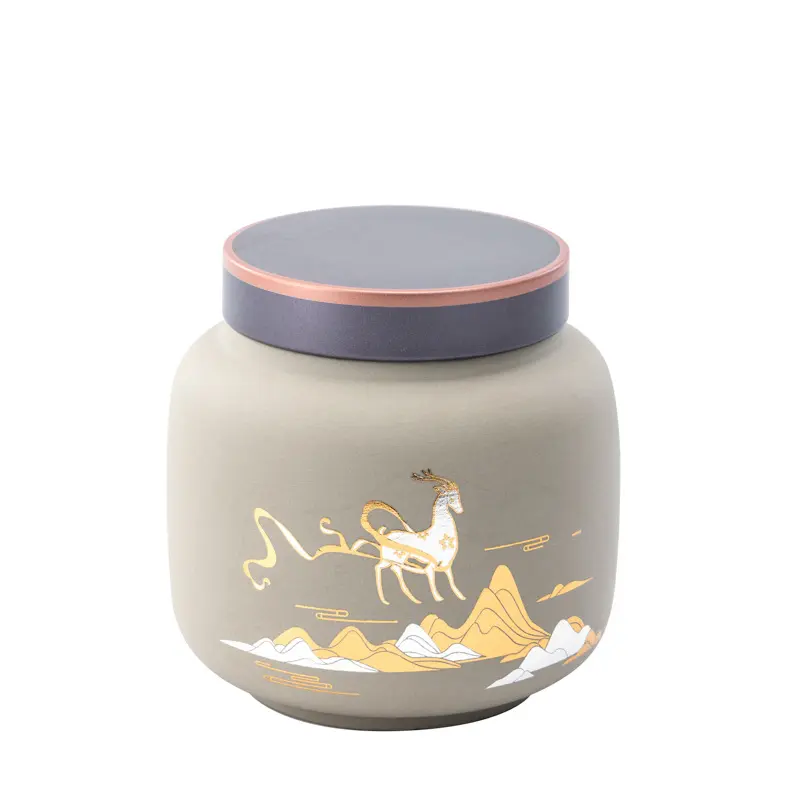 Purple Sand Ceramic Sealed Can Stoneware Tea Tins Longjing Black Tea Pu'er Storage Tea Storage Ointment Empty Can Gift Packaging Bottles Organiser Canister 4