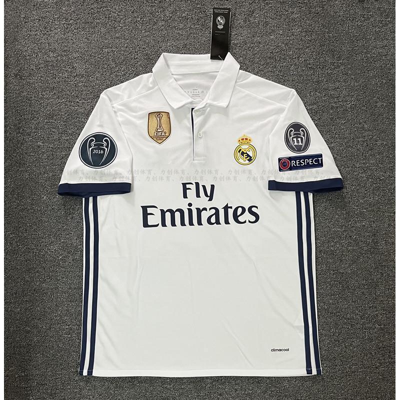 Product Introduction of Real Madrid 2016-2017 Home Uniform Champions League Short Sleeve Soccer Jersey No. 7 Cristiano Ronaldo No. 4 Ramos Bale Retro Custom Team Uniform 1