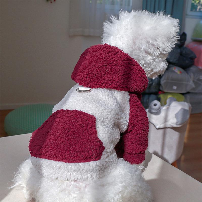 Outdoor Dog Warm Fleece Brushed Sweatshirts Vest Cold-Resistant Lamb Wools Tractions Sweater for Small Dogs Puppies 6