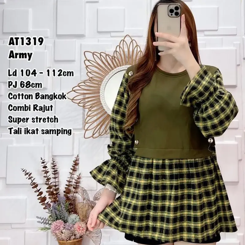 (B) Ld 116 pj 74 Blouse rajut combi cotton import 5