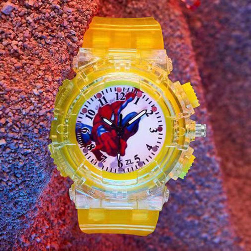Product Introduction of Cool Cartoon Spider Hero Kids Girls Children Quartz Pointer Watch Lights Flashing Party Gifts Toy Wrist Watches Clock 5