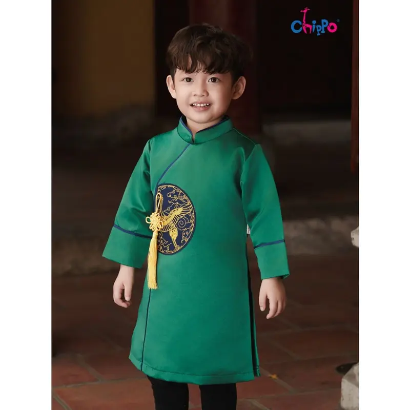 Áo dài tết dáng cách tân hình chim Hạc đón tết Chippo cho bé trai từ 3 đến 15 Tuổi(12-55Kg) AD hạc 8