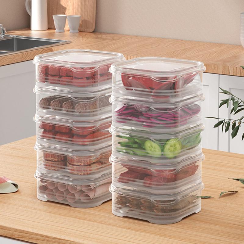 Product Introduction of 5Pcs Frozen Meat Preservation Box Refrigerator Food Retain Freshness Transparent Storage Jar Home Kitchen Vegetable Storage Organizer 13