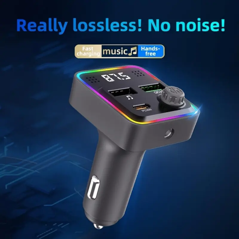 Dual USB Ports Car Charger for Phone, Car MP3 Player with Wireless FM Transmitter, Multifunctional Car Charger, Universal Car Electrical Appliances, Lights, LED 3