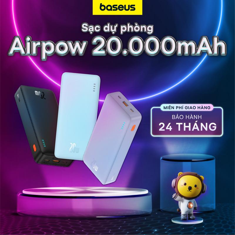  【BẢO HÀNH 24 THÁNG Baseus Airpow Cục Sạc Nhanh 20w 20000mah Cho iphone 15   14   13   12 Android 