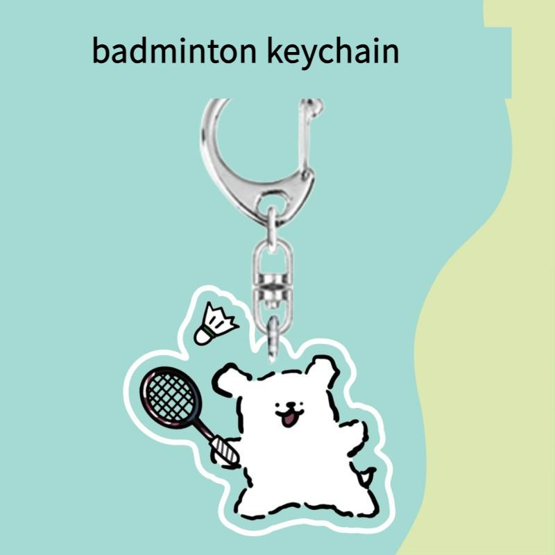 Cute dog Badminton souvenir keychain gift couple acrylic keychain pendant 2