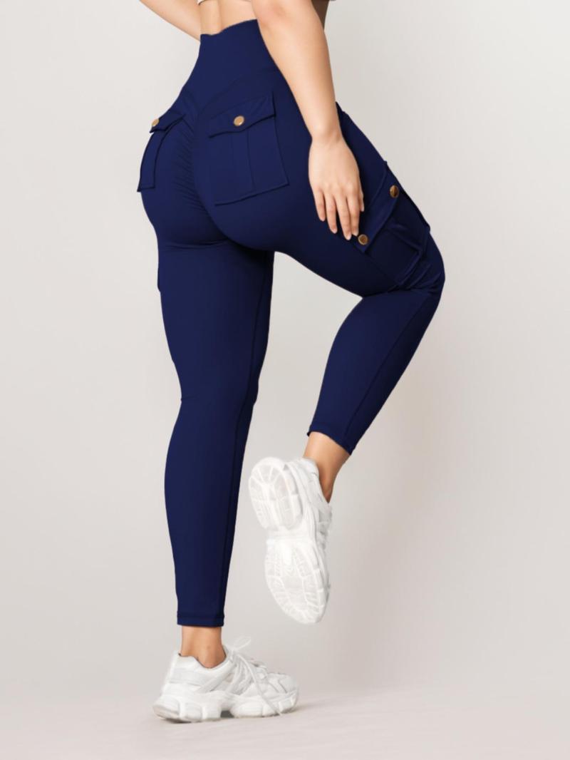 Product Introduction of Women's Solid High Waist Pocket Sports Outdoor Pants, Casual Comfy Breathable Skinny Pants for Yoga Gym Workout, Ladies Sportswear for All Seasons 4