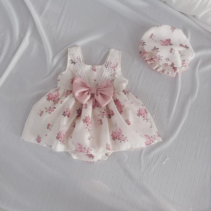 Body Váy Hoa Hồng Nền Kem Chất Thô Lụa Mềm Mại Cho Bé Gái Sơ Sinh Đầy Tháng Thôi Nôi SIZE 3-11 Kg Giày body  begai