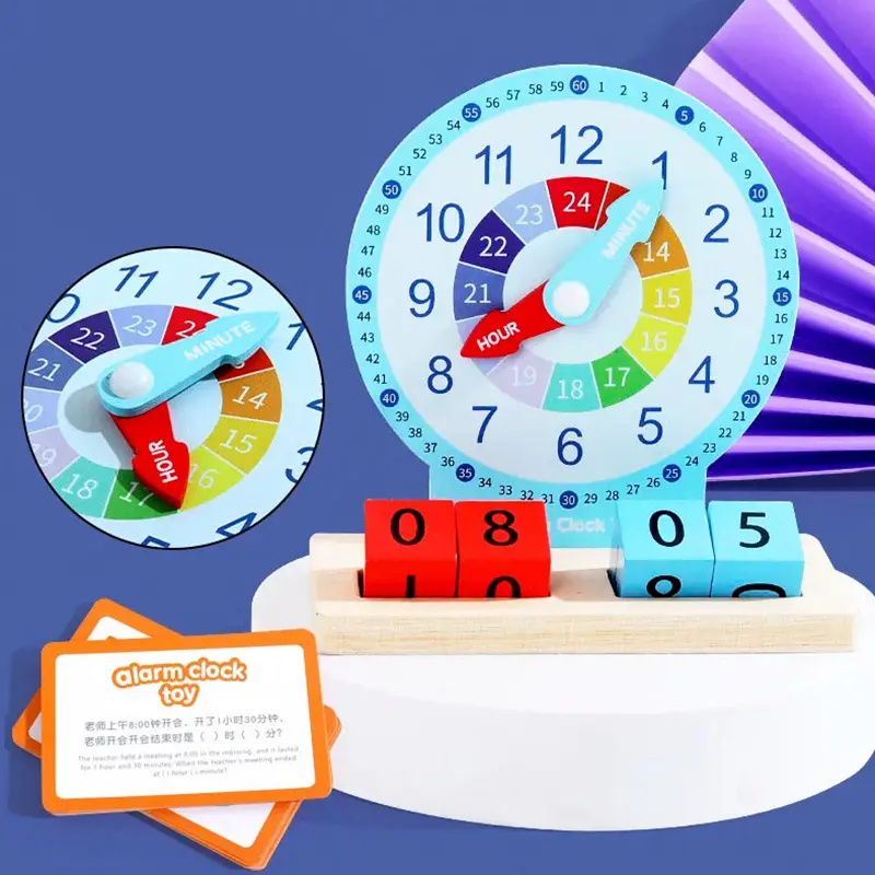 Children Montessori Clock Educational Toys Hour Minute Second Cognition ...