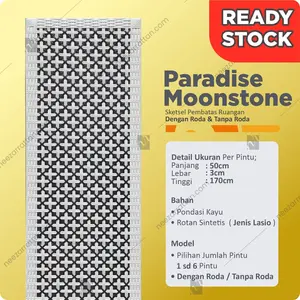 READY STOCK TERLARIS Sketsel Pakai Roda, Pembatas penyekat partisi Ruangan Sintetis lipat Minimalis Model Paradise Moonstone