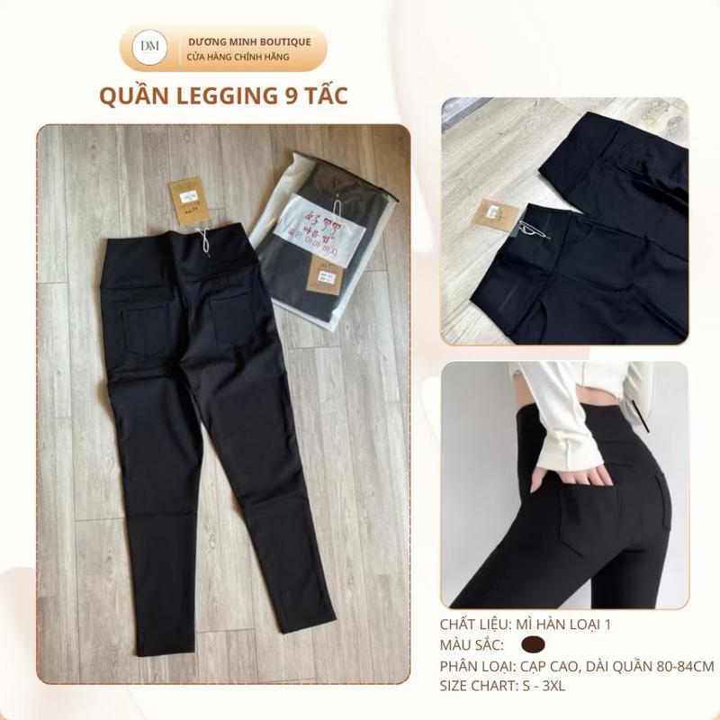 [Mẫu Ngắn] 9 Tấc Quần Legging Cạp Cao 2 Túi Trước Định Hình Nâng V3 Umi Chiều Dài 83-88cm - Big Size Nữ