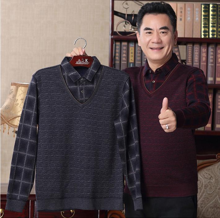 Áo Len Lót Nỉ Trung Niên - Áo len lót nỉ loại đẹp tặng bố, tặng ông Menswear Nam