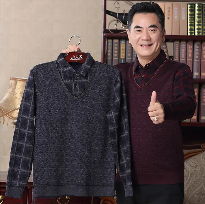 Áo Len Lót Nỉ Trung Niên - Áo len lót nỉ loại đẹp tặng bố, tặng ông Menswear Nam 0