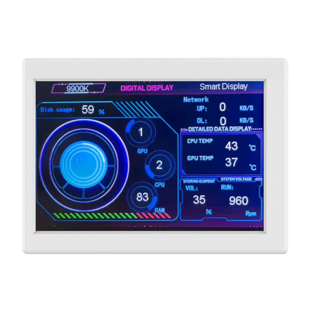 3.5 Inch IPS Monitor Display Computers Monitor CPU GPU Monitoring Sub-Screen ABS Housing Support DIY Theme Editing Free Software Upgrade