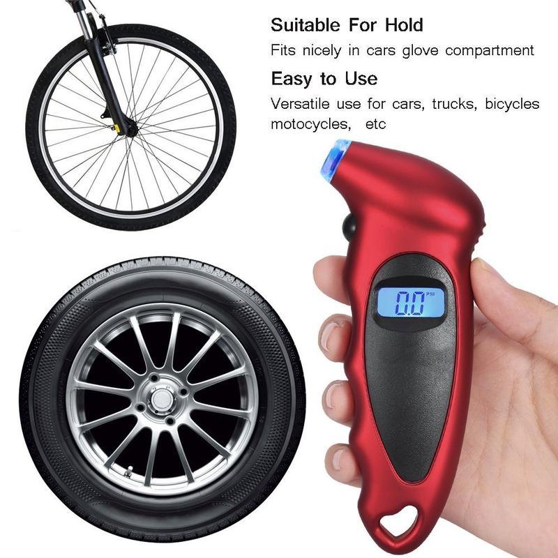 Product Introduction of Car Portable Digital LCD Tyre Tire Air Pressure Gauge Tester Tool Car Safety Tool Handheld Tyre Gauge Backlight High Precision 23