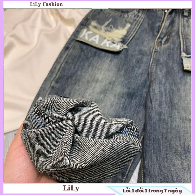 Quần baggy phối túi thêu chữ kaka chất bò đẹp form chuẩn 5