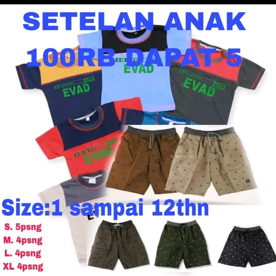 setelan anak 100 dapat 5 pasang