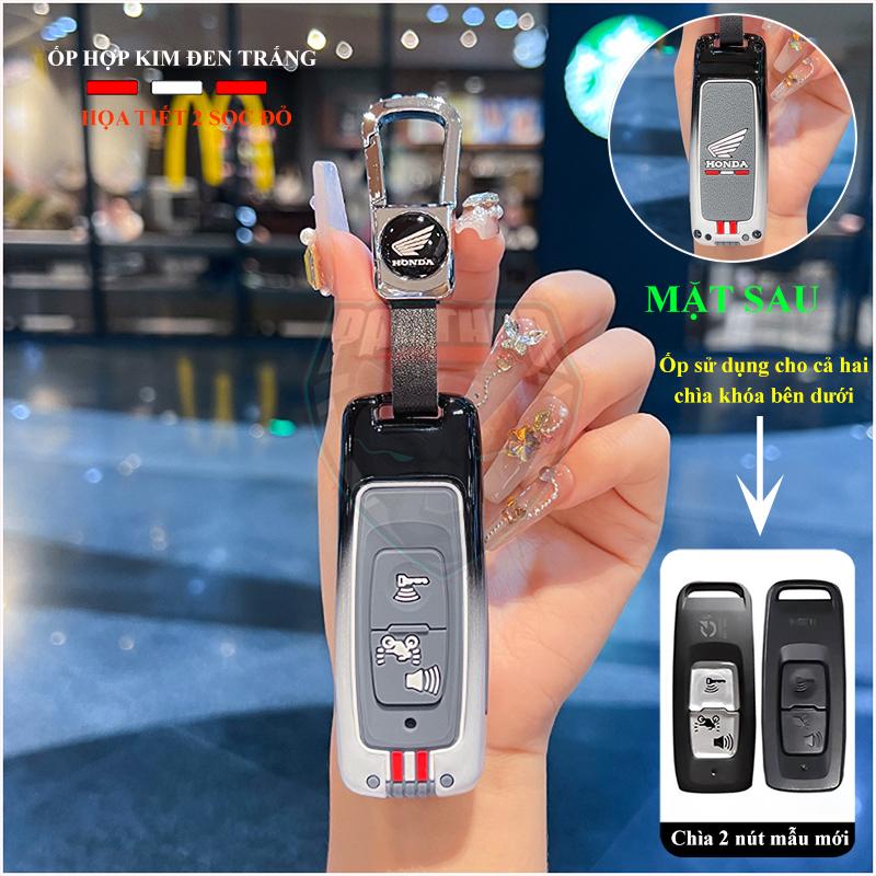 Ốp Chìa Khóa Xe Máy Honda Vision, Shmode, AB, Vario, SH, Lead, Winner Hợp Kim Đen Trắng Chìa 2 Nút Mới