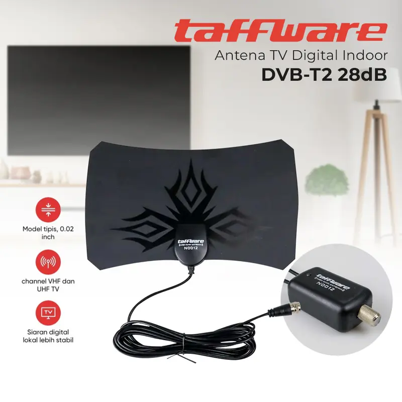 ANTENA TV DIGITAL INDOOR DVB-T2 + SIGNAL BOOSTER AMPLIFER 1