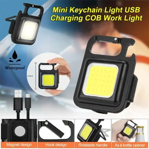 Lampu Mini COB LED Terang Carabiner Gantungan Kunci Tas Senter Camping 3