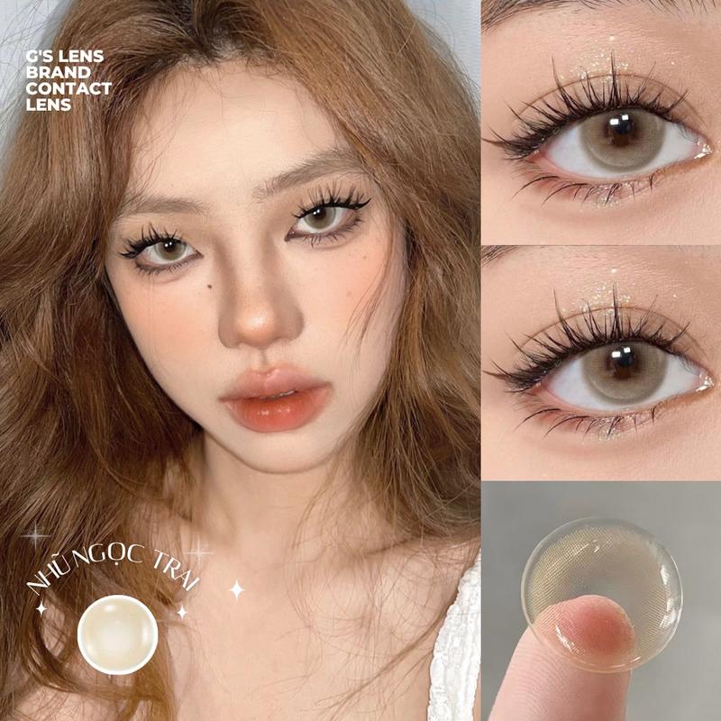 Lens Mắt Kính Áp Tròng Nâu Nhũ Ngọ c Trai OCEAN BROWN Giãn Ít S 14.2mm Có 0 Đến 8 Độ Cận (LENS NỘI ĐỊA TRUNG