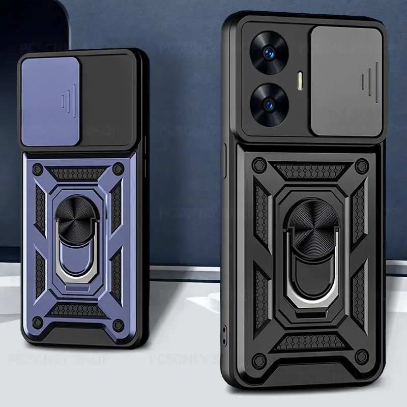 Shockproof Case For Realme C55 Armor Casing Camera Slider Protection Ring Holder Phone Cover RMX3710