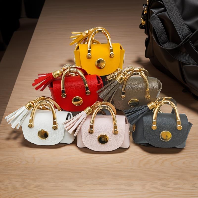 Fashionable Mini PU Leather Keychain Wallet with Tassel, 1 Count Durable Keychain Ring, Suitable for Storing Coins, Keys and Earplugs, Very Suitable for Women's Fashion Accessories 3