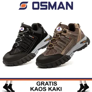 OSMAN Sepatu Safety Shoes Mid Cut Sepatu Sefty Kerja Ujung Besi Safety Hiking Gunung Outdoor Outdoor