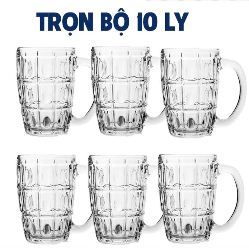  Bộ 10 Ly Nhựa Mica Cao Cấp Trong Suốt Có Quai Dùng Uống Bia Nước Ngọt Tại Gia Đình Quán Ăn Nhậu Đám Tiệc 