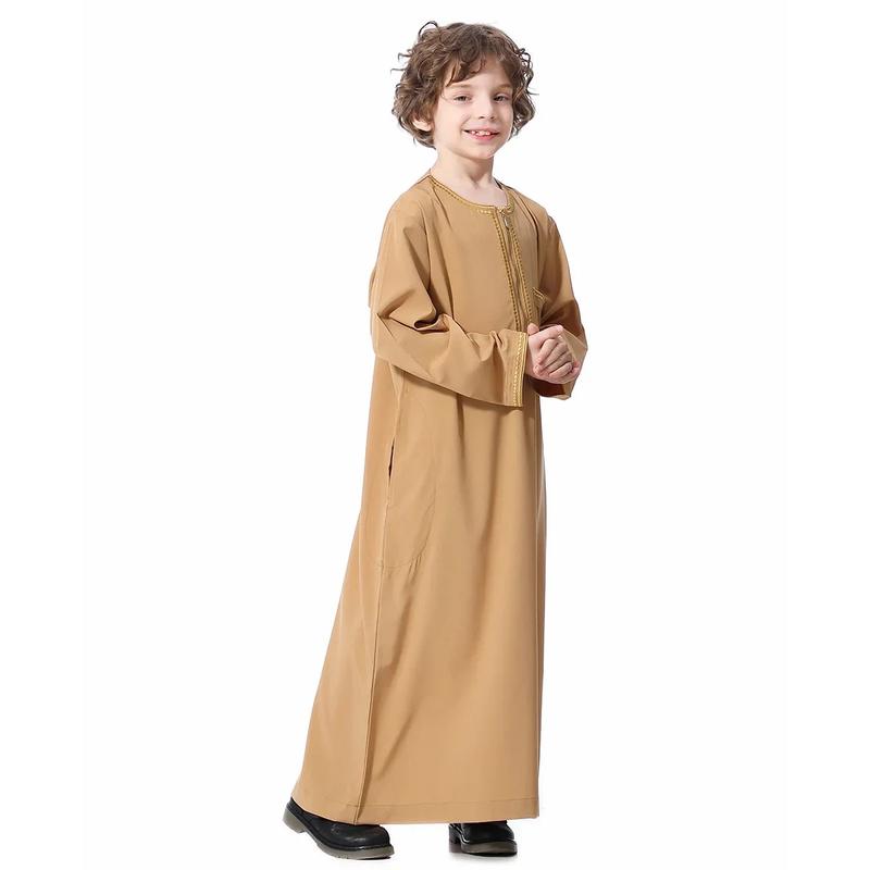 Product Introduction of Dubai Embroidery Patchwork Hijab Abayas Ramadan Muslim Clothing Boys Abaya Jilbab Khimar Turkey Kaftan Moroccan Islam Long Robe 27