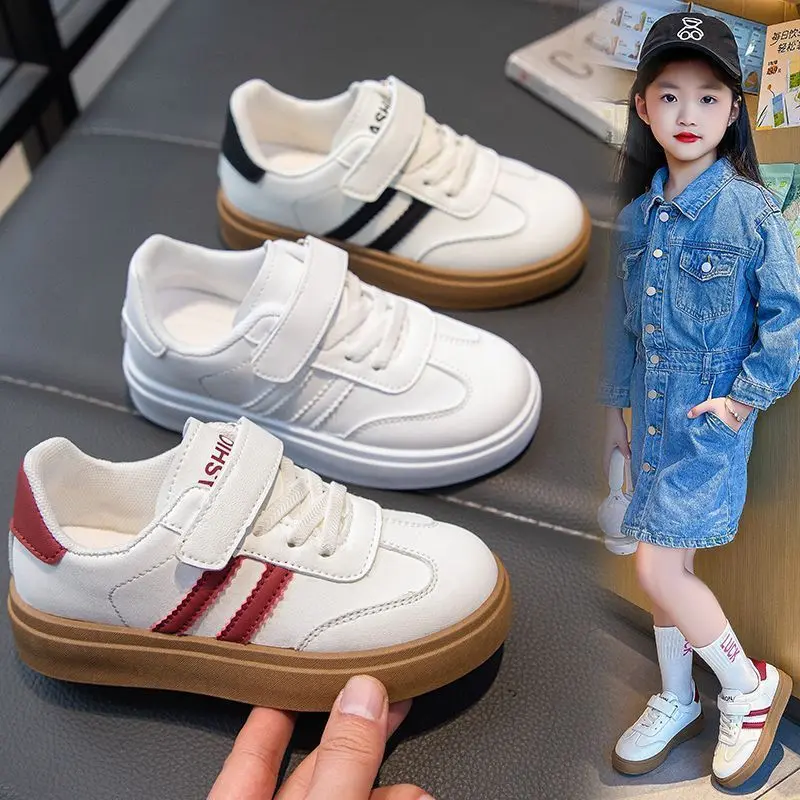 Giày Thể Thao Bé Gái, Bộ Sưu Tập Mùa Lò Xo Và Mùa Thu 2024, Hàng Mới Về, Giày Trẻ Em, Giày Trắng Dễ Phối Đồ Giày Tập Luyện Đức, Giày Thể Thao Thường Ngày Cho Bé Gái, Thời Trang 1