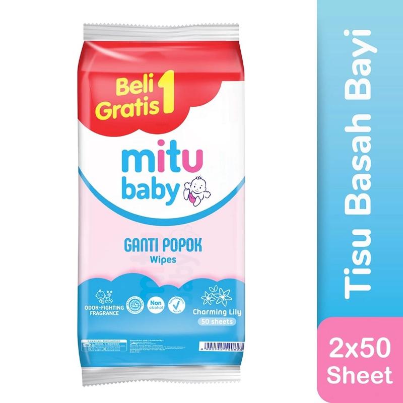 Product Introduction of tissue basah mitu 50 s buy 1 get 1 Wipes bayi Tisu Alcohol-Free Tidak 3