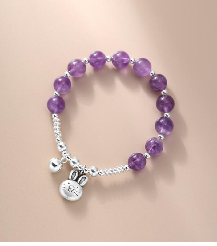 [YÊN LAM] Lắc Tay Thạch Anh Tím Mix Charm Thỏ Bạc 925 - Thu Hút May Mắn & An Yên 8