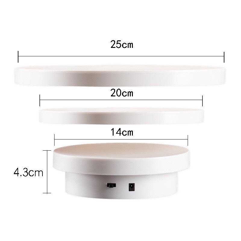 Size 14cm 20cm 25cm Tùy Chọn - Tặng Adapter Bàn Xoay Chụp Ảnh Sản Phẩm Trưng Bày Xoay 360 Độ Đế Quay Video Sản Phẩm
