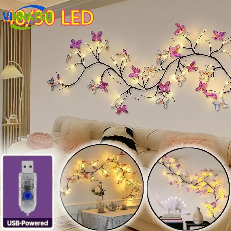Vinnatsu Lampu LED Kupu-Kupu Warna-Warni Dekorasi Dinding Lampu Ambient Dekorasi Dinding Rumah Romantis DIY Lampu Pohon Lampu Ruang Lampu Kamar Tidur Lampu