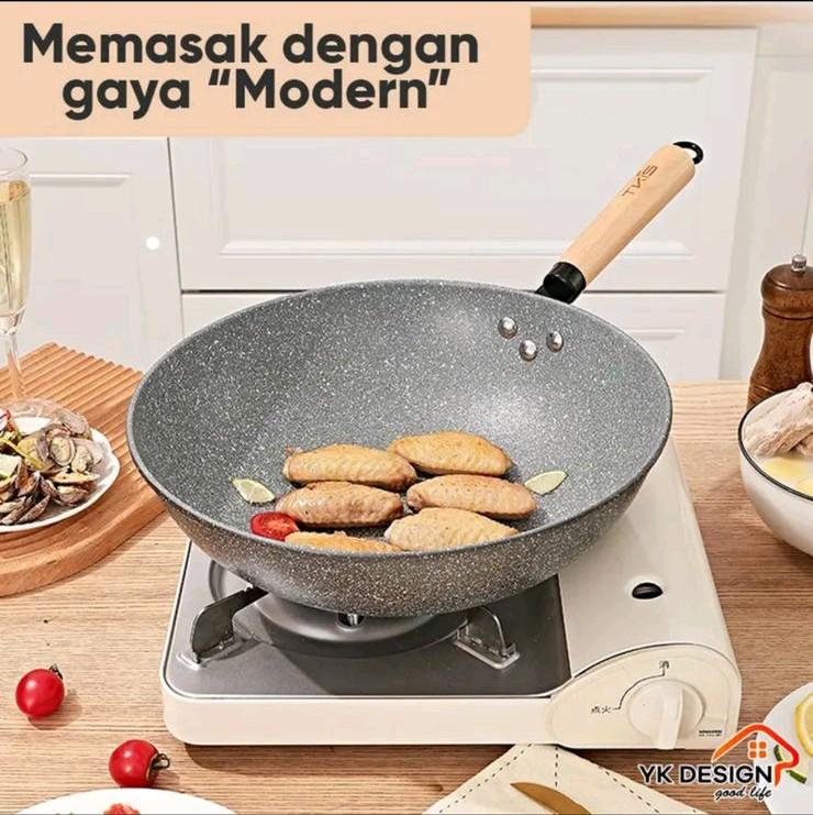 Nuna Tkis Wajan Batu Medis Abu 32 Cm Anti Lengket 2